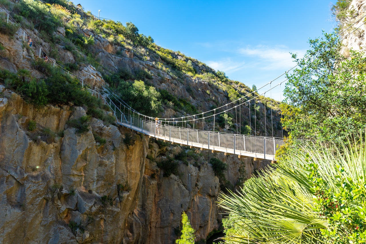 View of gorgeous Chulilla Suspension Bridge in Valencia