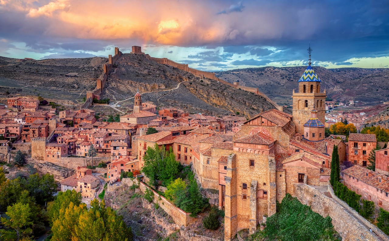 Views of Albarracin, Teruel Province at sunset